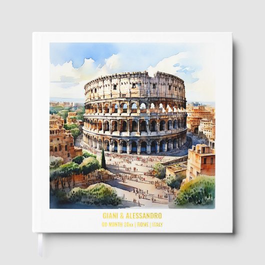 Folie Colosseum waterverf Rome Italië bruiloft Gastenboek (Voorkant)
