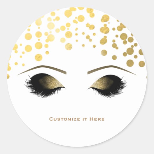 Folie Confetti Stippen Gold Makeup Eyelashes Ronde Sticker (Voorkant)