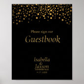 Folie Confetti Stippen voor zwarte en goudkleuren Poster (Voorkant)