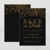 Folie Confetti Stippen voor zwarte en goudkleuren Save The Date (Voorkant / Achterkant)