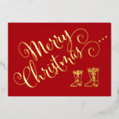 Folie Cowboy Boots Christmas Kaart (Voorkant)