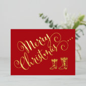 Folie Cowboy Boots Christmas Kaart (Staand Voorkant)