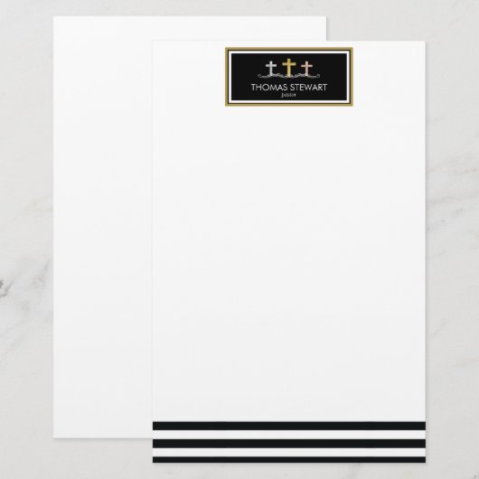 Folie Cross Trio Striped Religieuze Briefpapier (Voorkant / Achterkant)