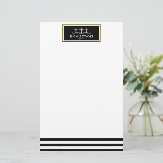 Folie Cross Trio Striped Religieuze Briefpapier (Staand voorkant)