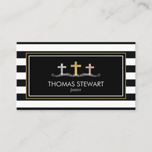Folie Cross Trio Striped Religieuze Visitekaartje (Voorkant)