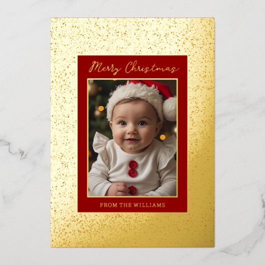 Folie Custom Baby Eerste Kerst Kaart Vakantie Luxe (Voorkant)