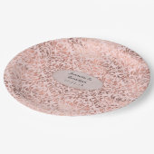 Folie Damast Roze Goud en Blush Bruiloft Papieren Bordje (Gekanteld)