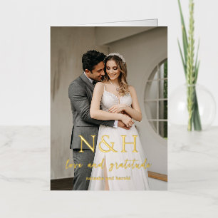Folie Dankkaart voor Trouwfoto's met Vet Monogram Wenskaart