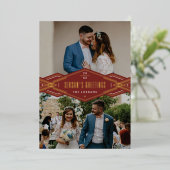 Folie Deco Band 2-Photo Holiday Kaart - Rood (Staand Voorkant)