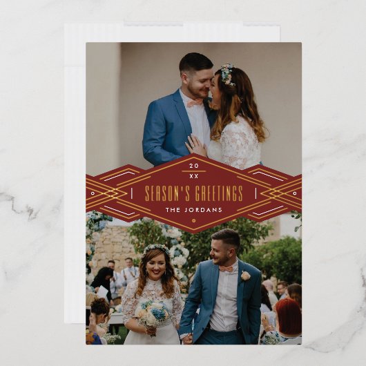 Folie Deco Band 2-Photo Holiday Kaart - Rood (Envelop)