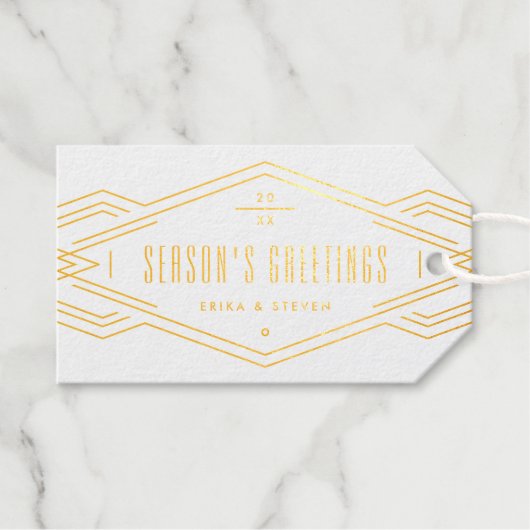 Folie Deco Band Holiday Foto Gift Label (Voorkant (horizontaal))