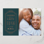 Folie Deco New Year's Holiday Kaart - Blauwgroen (Voorkant)