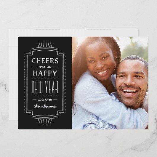 Folie Deco New Year's Holiday Kaart - Leisteen (Envelop)