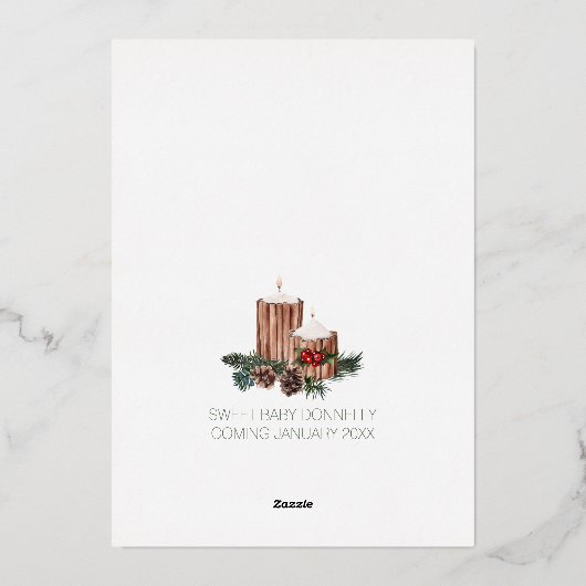 FOLIE Eenvoudig Classic Christmas White Baby showe Folie Uitnodiging (Achterkant)