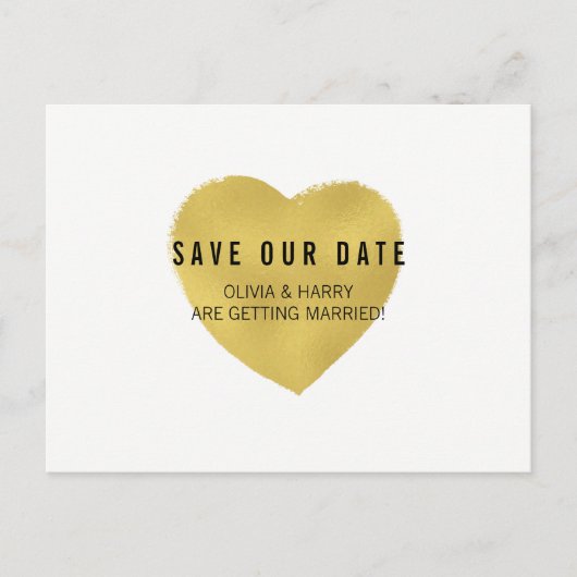 Folie Effect Gouden Hart | Het Briefkaart Datum op (Voorkant)