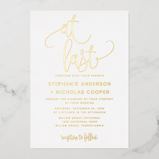 Folie Eindelijk Lovely Script Typografie Bruiloft Uitnodiging (Voorkant)