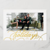 Folie Elegant bloeien Formeel Script Vakantie Foto Folie Feestdagenkaart (Voorkant)