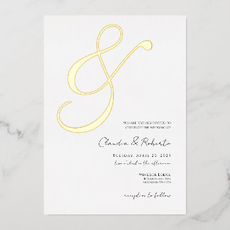 (Folie '&') Elegant minimalist Wedding Invite Folie Uitnodiging