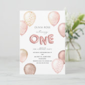 Folie- en glinsterballonnen 1e verjaardagsfeest ui kaart (Staand voorkant)