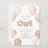 Folie- en glitterballonnen uitnodigen eerste verja kaart (Voorkant)