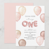 Folie- en glitterballonnen uitnodigen eerste verja kaart (Voorkant / Achterkant)