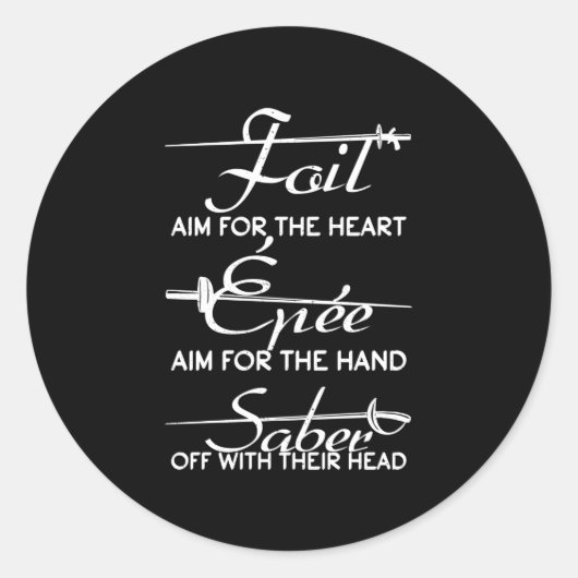 Folie Epee Saber-omheining Sword Definition Fencer Ronde Sticker (Voorkant)