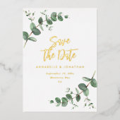 folie Eucalyptus moderne trouwkaart save the date Folie Uitnodiging (Voorkant)