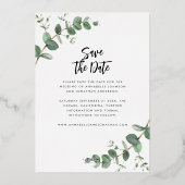 folie Eucalyptus moderne trouwkaart save the date Folie Uitnodiging (Achterkant)