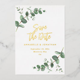 folie Eucalyptus moderne trouwkaart save the date Uitnodiging