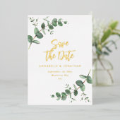 folie Eucalyptus moderne trouwkaart uitnodiging (Staand Voorkant)