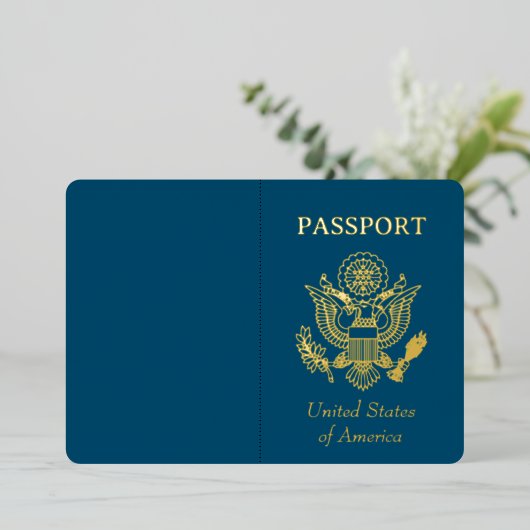 Folie Faux Passport Uitnodiging (Staand Voorkant)