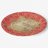 Folie feestdag kerstmis rood glitter papieren bordje (Gekanteld)