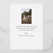 Folie feestdag voor huwelijksfeestdag en vrolijk k folie feestdagenkaart (Achterkant)