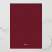 FOLIE Festive Burgundy Red Baby shower Folie Uitnodiging (Achterkant)