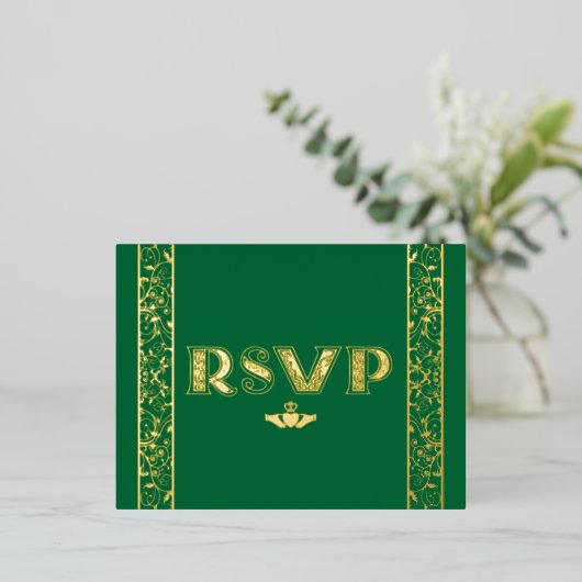 Folie Filigree, Claddagh RSVP Post Kaart (Staand Voorkant)