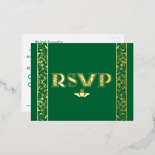 Folie Filigree, Claddagh RSVP Post Kaart (Voorkant / Achterkant)