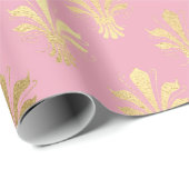 Folie Fleur de Lis Pink en Gold Paris Cadeaupapier (Rol Hoek)