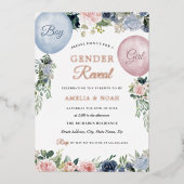 Folie Floral ballonroze blauw Folie Uitnodiging (Voorkant)