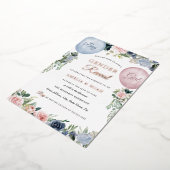 Folie Floral ballonroze blauw Folie Uitnodiging (Gedraaid)