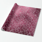 Folie Floral Silver Grey Beet Cadeaupapier (Uitgerold)