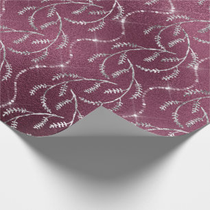 Folie Floral Silver Grey Beet Cadeaupapier