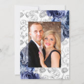 Folie Floral Wedding Foto van Navy en Silver Faux Kaart (Achterkant)