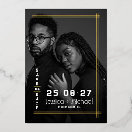 Folie Frame Foto Huwelijk Save the Date Kaart