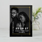 Folie Frame Foto Huwelijk Save the Date Kaart (Staand Voorkant)