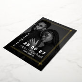 Folie Frame Foto Huwelijk Save the Date Kaart (Gedraaid)