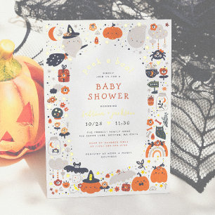 Folie gedrukt Baby shower Peek A Boo Halloween Uitnodiging