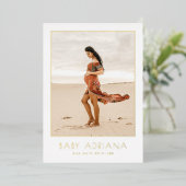 Folie gedrukt | Boho Zwangerschap Foto Baby shower Folie Uitnodiging (Staand Voorkant)