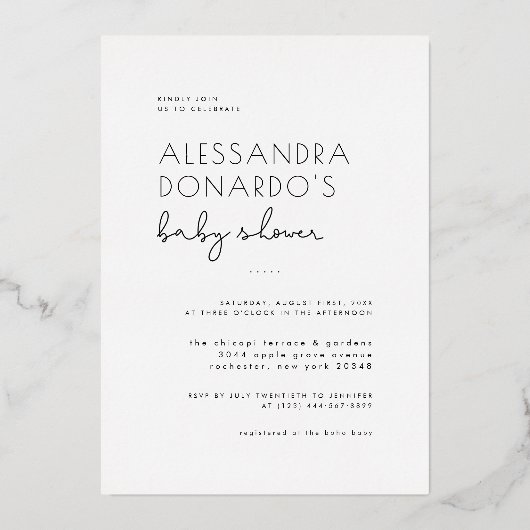 Folie gedrukt | Boho Zwangerschap Foto Baby shower Folie Uitnodiging (Achterkant)