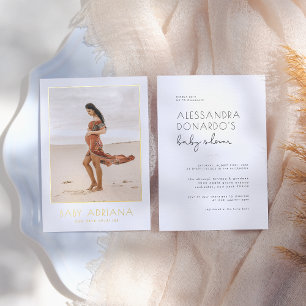 Folie gedrukt   Boho Zwangerschap Foto Baby shower Uitnodiging