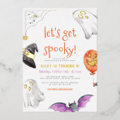 Folie gedrukt | Laten we Spooky Halloween Birthday Folie Uitnodiging (Voorkant)